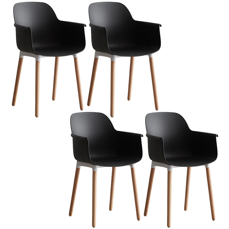 Scandinavian Dining Arm Chair Solid Back Chair with Wood Legs for Home Use Black Set of 4 Wood Clearhalo ' kitchen&dining_furn' 'Dining Chairs' 'Dining Tables & Seating' 'dining_chair' 'Furniture' 'furniture_dining_chair' 'Kitchen & Dining Furniture' 'kitchen' 3468004