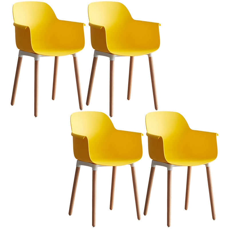 Scandinavian Dining Arm Chair Solid Back Chair with Wood Legs for Home Use Yellow Set of 4 Wood Clearhalo ' kitchen&dining_furn' 'Dining Chairs' 'Dining Tables & Seating' 'dining_chair' 'Furniture' 'furniture_dining_chair' 'Kitchen & Dining Furniture' 'kitchen' 3468008