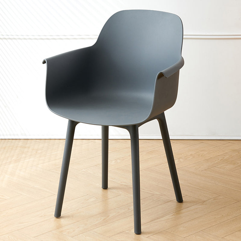 Scandinavian Dining Arm Chair Solid Back Chair with Wood Legs for Home Use Grey 1 Piece Plastic Clearhalo ' kitchen&dining_furn' 'Dining Chairs' 'Dining Tables & Seating' 'dining_chair' 'Furniture' 'furniture_dining_chair' 'Kitchen & Dining Furniture' 'kitchen' 3468009
