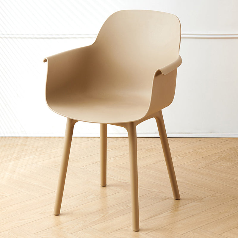 Scandinavian Dining Arm Chair Solid Back Chair with Wood Legs for Home Use Camel 1 Piece Plastic Clearhalo ' kitchen&dining_furn' 'Dining Chairs' 'Dining Tables & Seating' 'dining_chair' 'Furniture' 'furniture_dining_chair' 'Kitchen & Dining Furniture' 'kitchen' 3468010