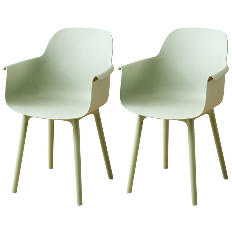 Scandinavian Dining Arm Chair Solid Back Chair with Wood Legs for Home Use Green Set of 2 Plastic Clearhalo ' kitchen&dining_furn' 'Dining Chairs' 'Dining Tables & Seating' 'dining_chair' 'Furniture' 'furniture_dining_chair' 'Kitchen & Dining Furniture' 'kitchen' 3468012