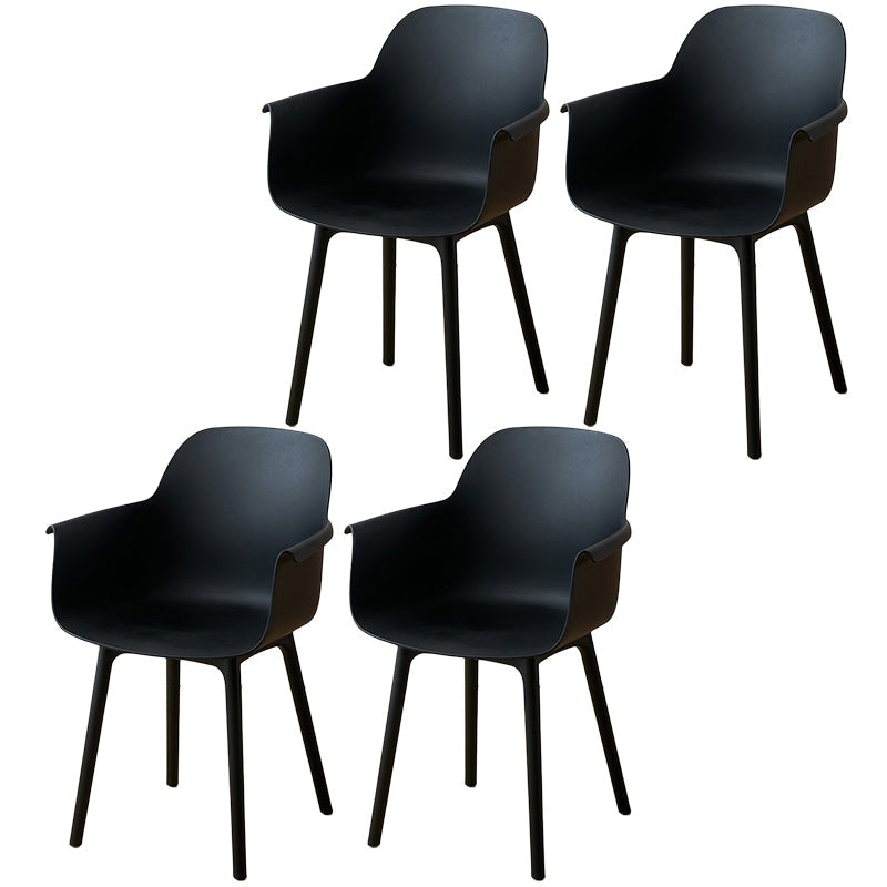 Scandinavian Dining Arm Chair Solid Back Chair with Wood Legs for Home Use Black Set of 4 Plastic Clearhalo ' kitchen&dining_furn' 'Dining Chairs' 'Dining Tables & Seating' 'dining_chair' 'Furniture' 'furniture_dining_chair' 'Kitchen & Dining Furniture' 'kitchen' 3468015