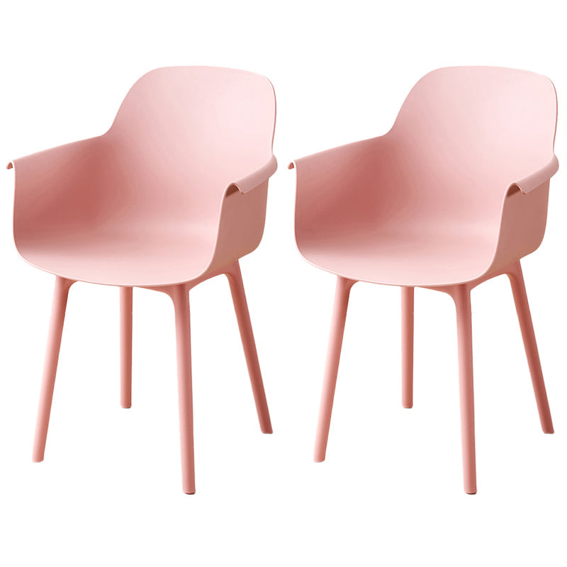 Scandinavian Dining Arm Chair Solid Back Chair with Wood Legs for Home Use Pink Set of 2 Plastic Clearhalo ' kitchen&dining_furn' 'Dining Chairs' 'Dining Tables & Seating' 'dining_chair' 'Furniture' 'furniture_dining_chair' 'Kitchen & Dining Furniture' 'kitchen' 3468016