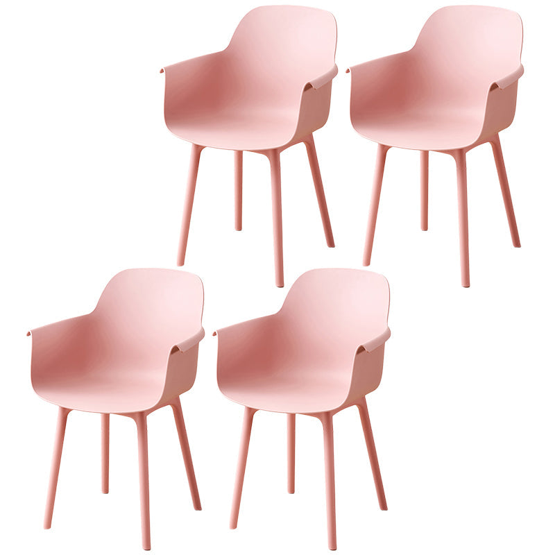 Scandinavian Dining Arm Chair Solid Back Chair with Wood Legs for Home Use Pink Set of 4 Plastic Clearhalo ' kitchen&dining_furn' 'Dining Chairs' 'Dining Tables & Seating' 'dining_chair' 'Furniture' 'furniture_dining_chair' 'Kitchen & Dining Furniture' 'kitchen' 3468017