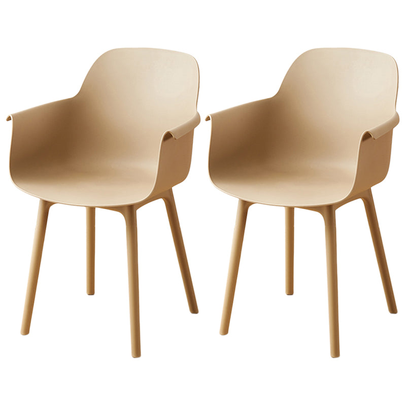 Scandinavian Dining Arm Chair Solid Back Chair with Wood Legs for Home Use Camel Set of 2 Plastic Clearhalo ' kitchen&dining_furn' 'Dining Chairs' 'Dining Tables & Seating' 'dining_chair' 'Furniture' 'furniture_dining_chair' 'Kitchen & Dining Furniture' 'kitchen' 3468022