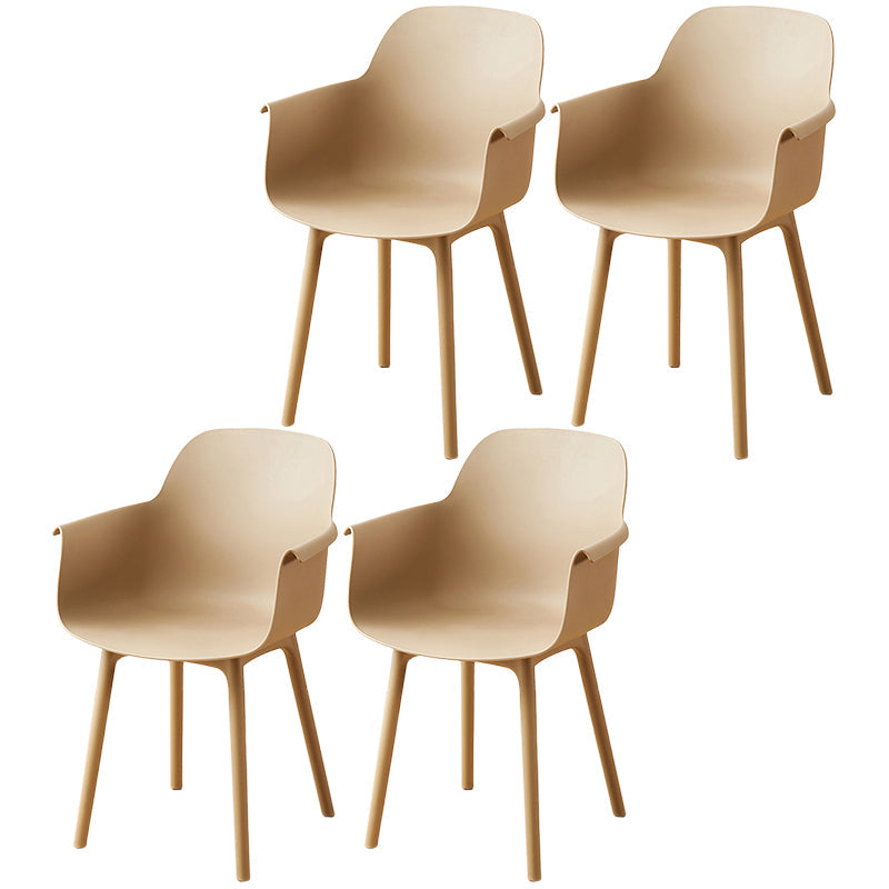 Scandinavian Dining Arm Chair Solid Back Chair with Wood Legs for Home Use Camel Set of 4 Plastic Clearhalo ' kitchen&dining_furn' 'Dining Chairs' 'Dining Tables & Seating' 'dining_chair' 'Furniture' 'furniture_dining_chair' 'Kitchen & Dining Furniture' 'kitchen' 3468023