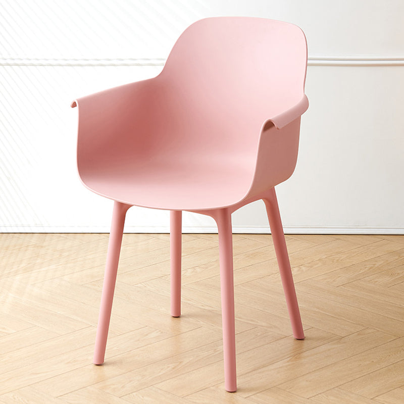 Scandinavian Dining Arm Chair Solid Back Chair with Wood Legs for Home Use Pink 1 Piece Plastic Clearhalo ' kitchen&dining_furn' 'Dining Chairs' 'Dining Tables & Seating' 'dining_chair' 'Furniture' 'furniture_dining_chair' 'Kitchen & Dining Furniture' 'kitchen' 3468028