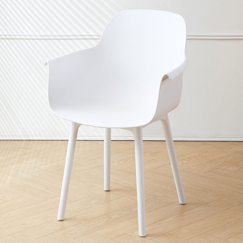 Scandinavian Dining Arm Chair Solid Back Chair with Wood Legs for Home Use White 1 Piece Plastic Clearhalo ' kitchen&dining_furn' 'Dining Chairs' 'Dining Tables & Seating' 'dining_chair' 'Furniture' 'furniture_dining_chair' 'Kitchen & Dining Furniture' 'kitchen' 3468029