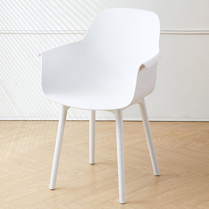Scandinavian Dining Arm Chair Solid Back Chair with Wood Legs for Home Use White 1 Piece Plastic Clearhalo ' kitchen&dining_furn' 'Dining Chairs' 'Dining Tables & Seating' 'dining_chair' 'Furniture' 'furniture_dining_chair' 'Kitchen & Dining Furniture' 'kitchen' 3468029