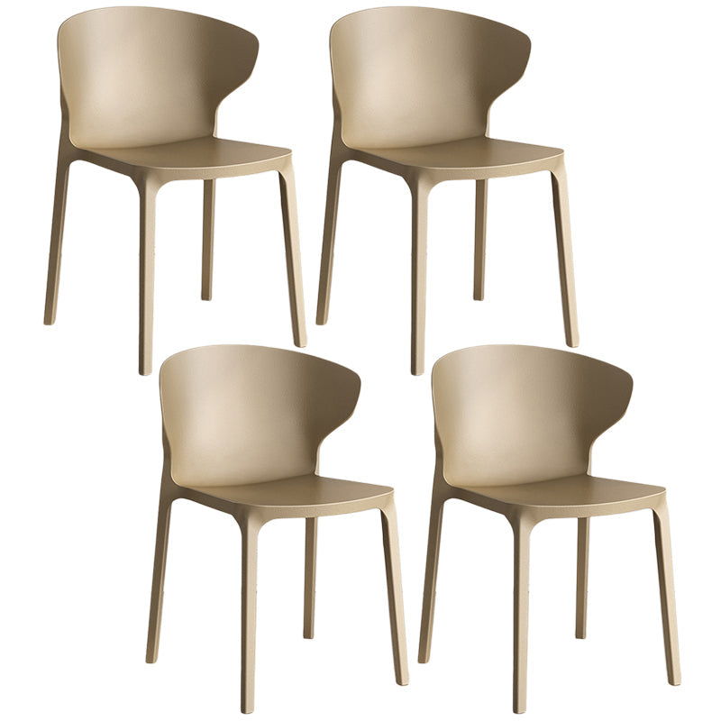Contemporary Plastic Dining Chair 15.5'' Wide Wingback Side Chair for Home Use Khaki 4 Piece Set Clearhalo ' kitchen&dining_furn' 'Dining Chairs' 'Dining Tables & Seating' 'dining_chair' 'furn' 'furn_dining_chair' 'Furniture' 'furniture_dining_chair' 'Kitchen & Dining Furniture' 'kitchen' 3468061