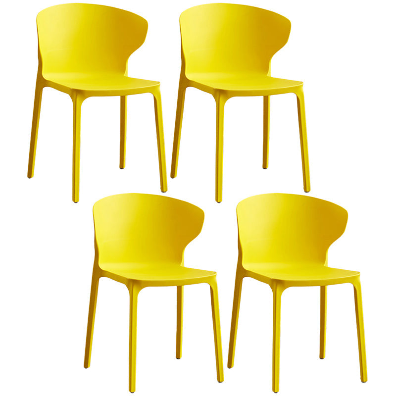 Contemporary Plastic Dining Chair 15.5'' Wide Wingback Side Chair for Home Use Yellow 4 Piece Set Clearhalo ' kitchen&dining_furn' 'Dining Chairs' 'Dining Tables & Seating' 'dining_chair' 'furn' 'furn_dining_chair' 'Furniture' 'furniture_dining_chair' 'Kitchen & Dining Furniture' 'kitchen' 3468064