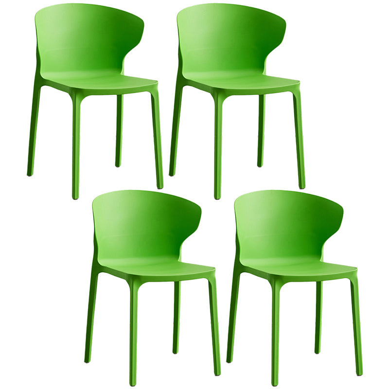Contemporary Plastic Dining Chair 15.5'' Wide Wingback Side Chair for Home Use Fluorescent Green 4 Piece Set Clearhalo ' kitchen&dining_furn' 'Dining Chairs' 'Dining Tables & Seating' 'dining_chair' 'furn' 'furn_dining_chair' 'Furniture' 'furniture_dining_chair' 'Kitchen & Dining Furniture' 'kitchen' 3468072