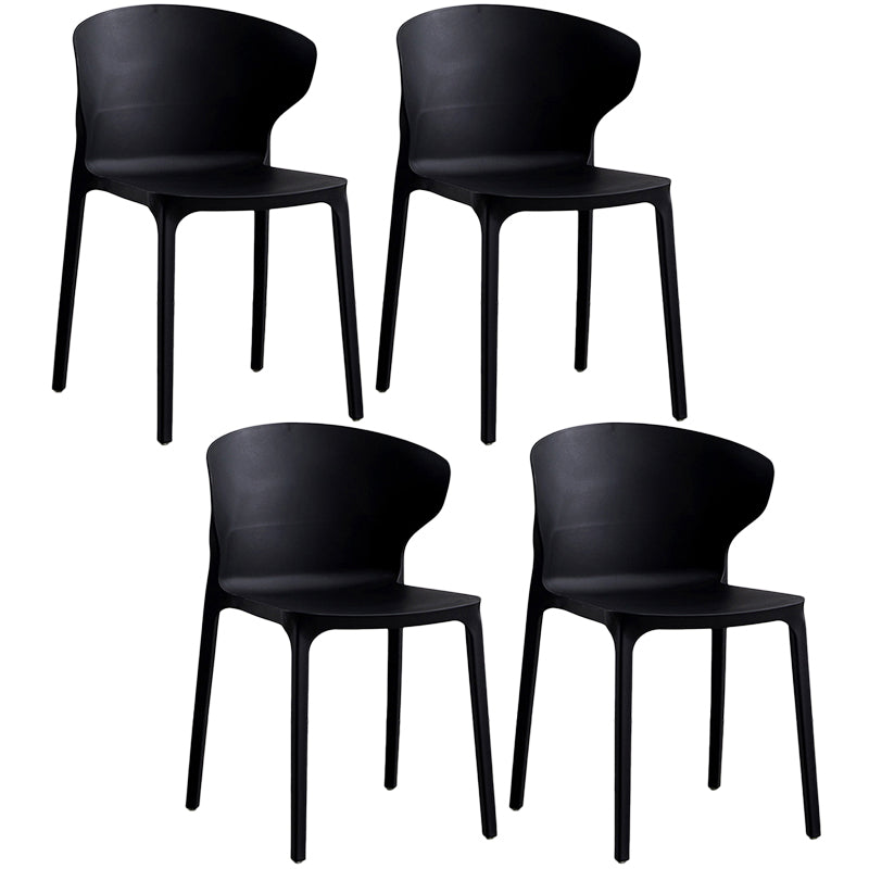 Contemporary Plastic Dining Chair 15.5'' Wide Wingback Side Chair for Home Use Black 4 Piece Set Clearhalo ' kitchen&dining_furn' 'Dining Chairs' 'Dining Tables & Seating' 'dining_chair' 'furn' 'furn_dining_chair' 'Furniture' 'furniture_dining_chair' 'Kitchen & Dining Furniture' 'kitchen' 3468074