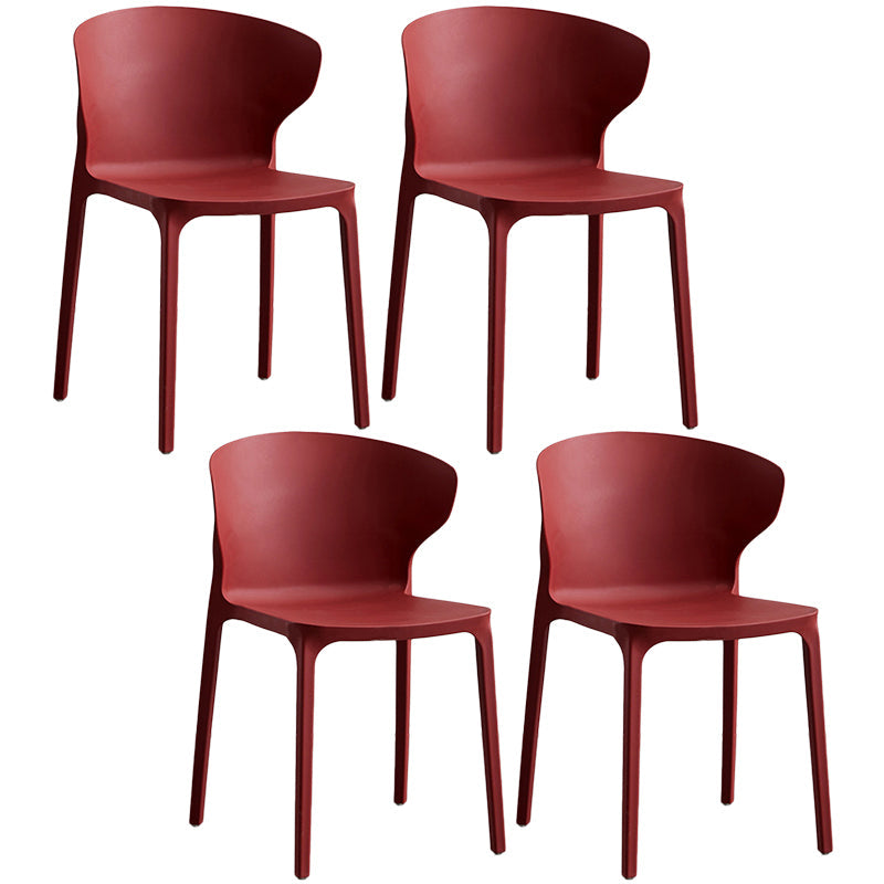 Contemporary Plastic Dining Chair 15.5'' Wide Wingback Side Chair for Home Use Burgundy 4 Piece Set Clearhalo ' kitchen&dining_furn' 'Dining Chairs' 'Dining Tables & Seating' 'dining_chair' 'furn' 'furn_dining_chair' 'Furniture' 'furniture_dining_chair' 'Kitchen & Dining Furniture' 'kitchen' 3468076