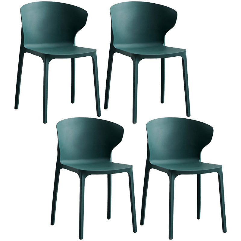 Contemporary Plastic Dining Chair 15.5'' Wide Wingback Side Chair for Home Use Blackish Green 4 Piece Set Clearhalo ' kitchen&dining_furn' 'Dining Chairs' 'Dining Tables & Seating' 'dining_chair' 'furn' 'furn_dining_chair' 'Furniture' 'furniture_dining_chair' 'Kitchen & Dining Furniture' 'kitchen' 3468078