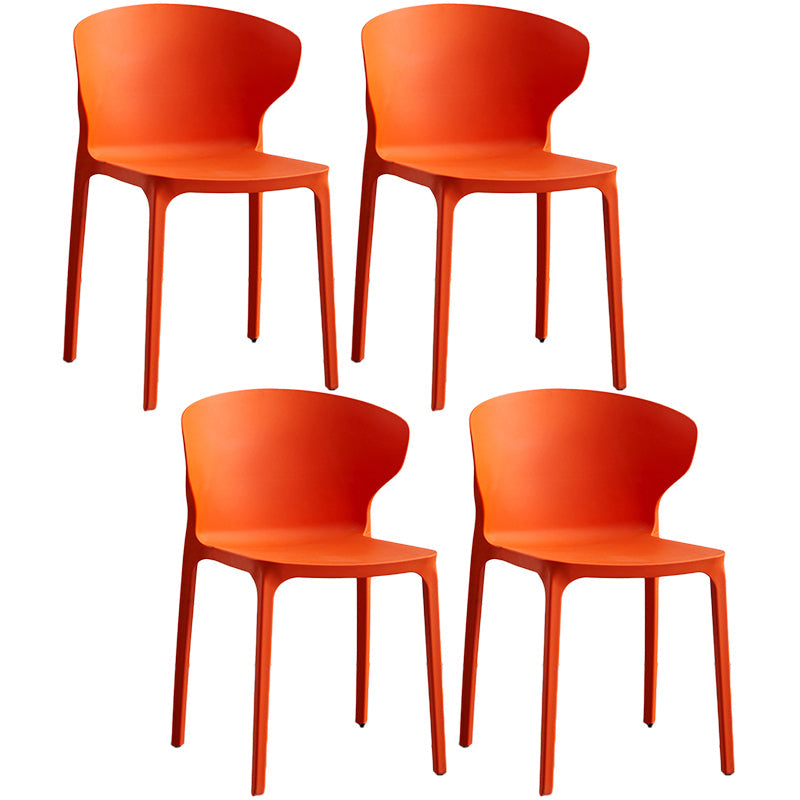 Contemporary Plastic Dining Chair 15.5'' Wide Wingback Side Chair for Home Use Orange 4 Piece Set Clearhalo ' kitchen&dining_furn' 'Dining Chairs' 'Dining Tables & Seating' 'dining_chair' 'furn' 'furn_dining_chair' 'Furniture' 'furniture_dining_chair' 'Kitchen & Dining Furniture' 'kitchen' 3468086