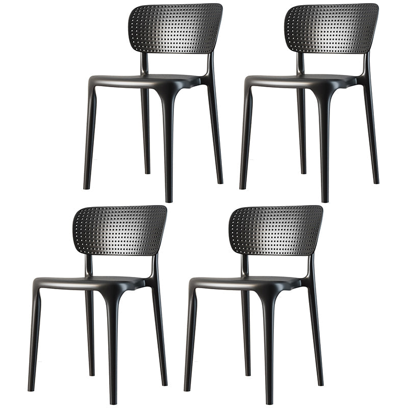 Contemporary Plastic Dining Chair 16.5'' Wide Open Side Chair for Home Use Black 4 Piece Set Clearhalo ' kitchen&dining_furn' 'Dining Chairs' 'Dining Tables & Seating' 'dining_chair' 'furn' 'furn_dining_chair' 'Furniture' 'furniture_dining_chair' 'Kitchen & Dining Furniture' 'kitchen' 3468092