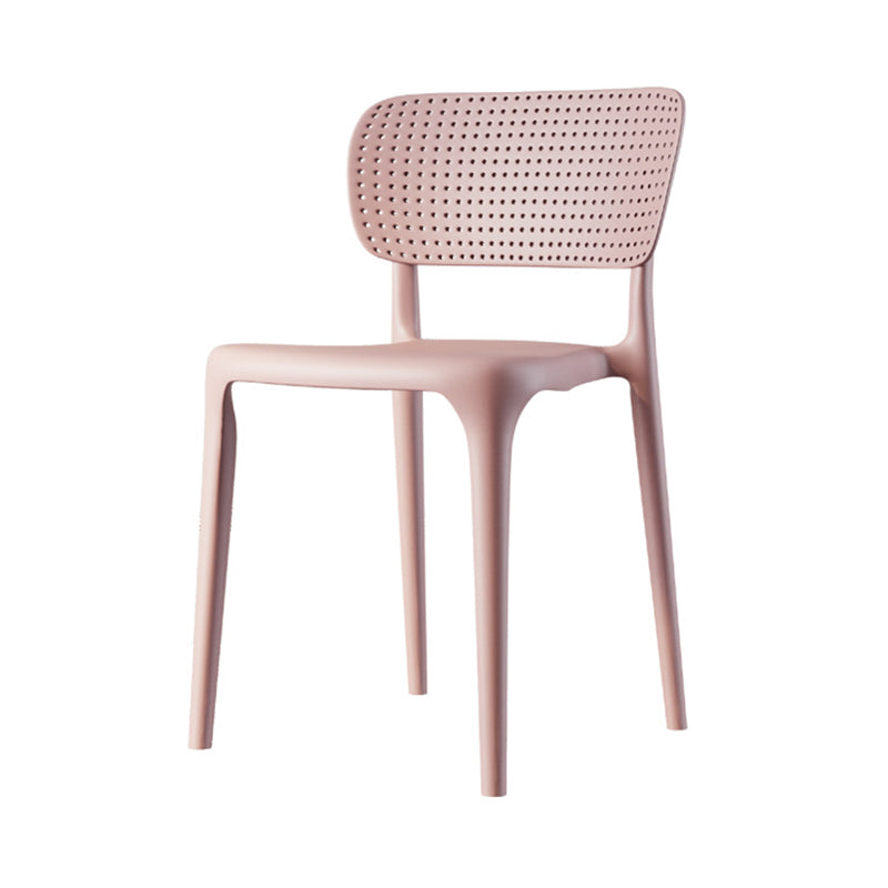 Contemporary Plastic Dining Chair 16.5'' Wide Open Side Chair for Home Use Pink 1 Piece Clearhalo ' kitchen&dining_furn' 'Dining Chairs' 'Dining Tables & Seating' 'dining_chair' 'furn' 'furn_dining_chair' 'Furniture' 'furniture_dining_chair' 'Kitchen & Dining Furniture' 'kitchen' 3468119