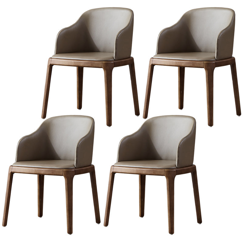 Modern Dining Chair Solid Back Side Chair with 4 Wood Legs for Home Use Khaki 4 Piece Set Clearhalo ' kitchen&dining_furn' 'Dining Chairs' 'Dining Tables & Seating' 'dining_chair' 'furn' 'furn_dining_chair' 'Furniture' 'furniture_dining_chair' 'Kitchen & Dining Furniture' 'kitchen' 3468127