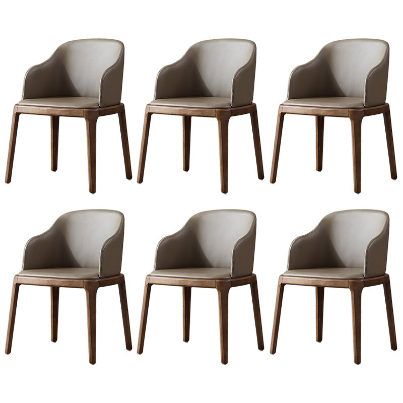 Modern Dining Chair Solid Back Side Chair with 4 Wood Legs for Home Use Khaki 6 Piece Set Clearhalo ' kitchen&dining_furn' 'Dining Chairs' 'Dining Tables & Seating' 'dining_chair' 'furn' 'furn_dining_chair' 'Furniture' 'furniture_dining_chair' 'Kitchen & Dining Furniture' 'kitchen' 3468129
