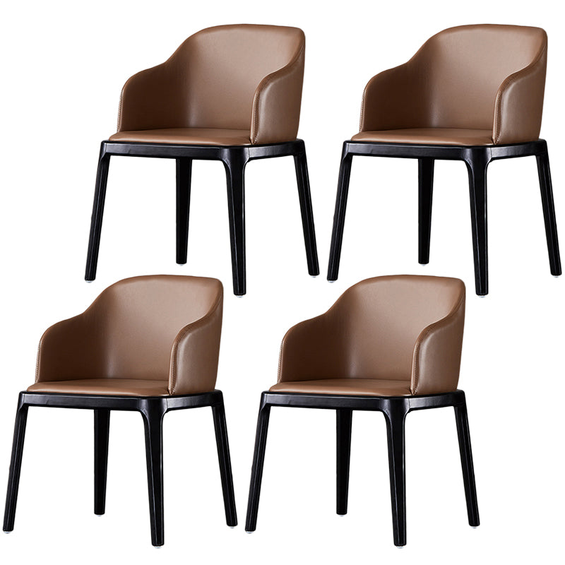 Modern Dining Chair Solid Back Side Chair with 4 Wood Legs for Home Use Coffee 4 Piece Set Clearhalo ' kitchen&dining_furn' 'Dining Chairs' 'Dining Tables & Seating' 'dining_chair' 'furn' 'furn_dining_chair' 'Furniture' 'furniture_dining_chair' 'Kitchen & Dining Furniture' 'kitchen' 3468133