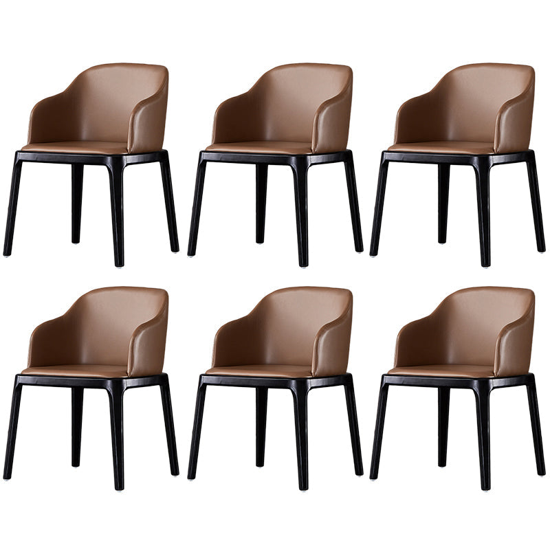Modern Dining Chair Solid Back Side Chair with 4 Wood Legs for Home Use Coffee 6 Piece Set Clearhalo ' kitchen&dining_furn' 'Dining Chairs' 'Dining Tables & Seating' 'dining_chair' 'furn' 'furn_dining_chair' 'Furniture' 'furniture_dining_chair' 'Kitchen & Dining Furniture' 'kitchen' 3468135
