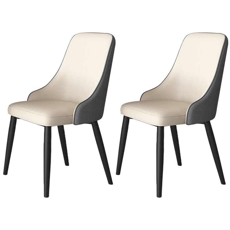 Metal Modern Dining Side Chair with Color Cushion Parsons Chair for Home Off-White 2 Piece Set Clearhalo ' kitchen&dining_furn' 'Dining Chairs' 'Dining Tables & Seating' 'dining_chair' 'furn' 'furn_dining_chair' 'Furniture' 'furniture_dining_chair' 'Kitchen & Dining Furniture' 'kitchen' 3468184