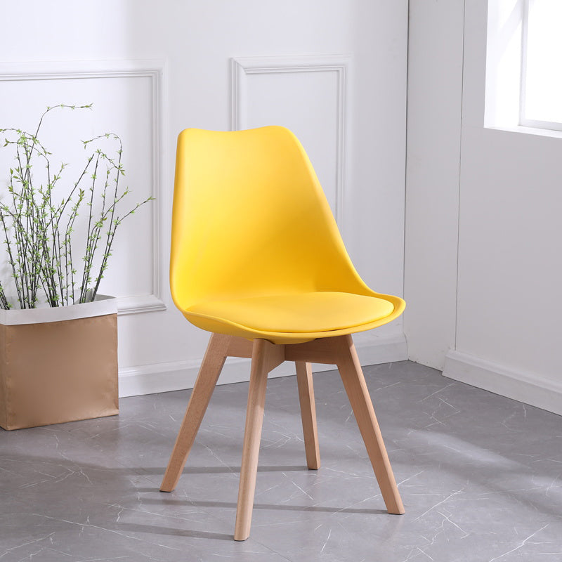 Scandinavian Style Wood Side Chair Set Dining Room Side Chair with Natural Leg Yellow 1 Piece Clearhalo ' kitchen&dining_furn' 'Dining Chairs' 'Dining Tables & Seating' 'dining_chair' 'Furniture' 'furniture_dining_chair' 'Kitchen & Dining Furniture' 'kitchen' 3468304