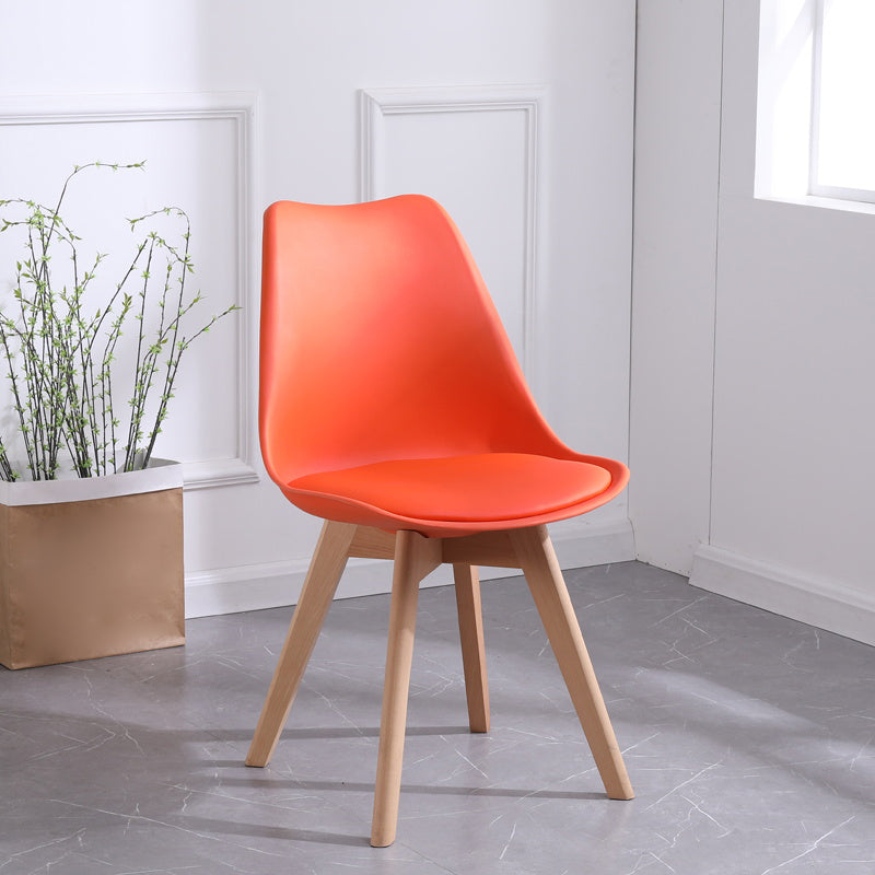 Scandinavian Style Wood Side Chair Set Dining Room Side Chair with Natural Leg Orange 1 Piece Clearhalo ' kitchen&dining_furn' 'Dining Chairs' 'Dining Tables & Seating' 'dining_chair' 'Furniture' 'furniture_dining_chair' 'Kitchen & Dining Furniture' 'kitchen' 3468319