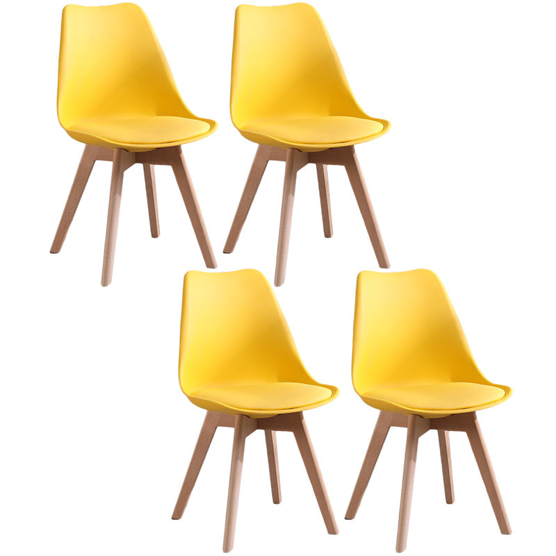 Scandinavian Style Wood Side Chair Set Dining Room Side Chair with Natural Leg Yellow Set of 4 Clearhalo ' kitchen&dining_furn' 'Dining Chairs' 'Dining Tables & Seating' 'dining_chair' 'Furniture' 'furniture_dining_chair' 'Kitchen & Dining Furniture' 'kitchen' 3468326