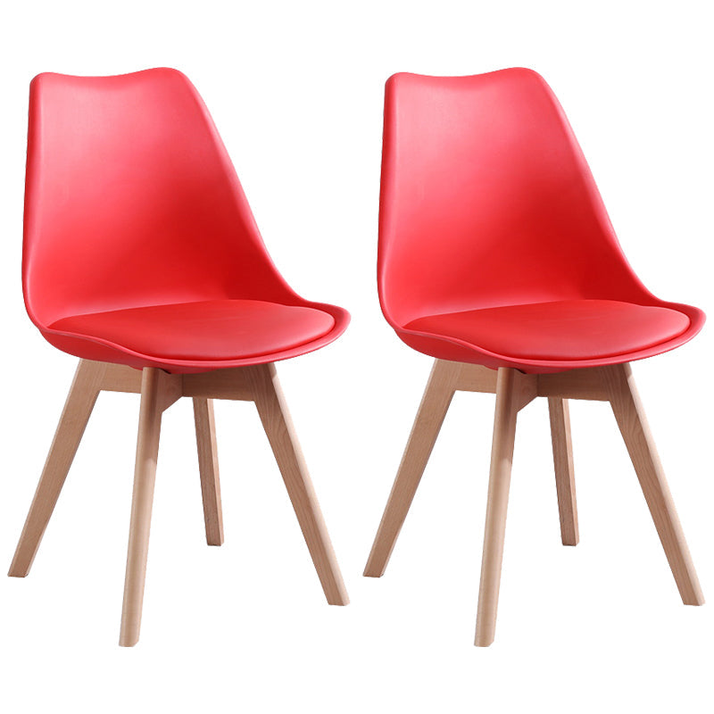Scandinavian Style Wood Side Chair Set Dining Room Side Chair with Natural Leg Red Set of 2 Clearhalo ' kitchen&dining_furn' 'Dining Chairs' 'Dining Tables & Seating' 'dining_chair' 'Furniture' 'furniture_dining_chair' 'Kitchen & Dining Furniture' 'kitchen' 3468329