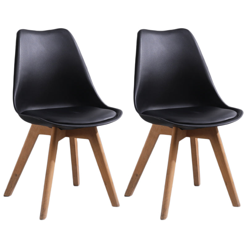 Scandinavian Style Wood Side Chair Set Dining Room Side Chair with Natural Leg Black Set of 2 Clearhalo ' kitchen&dining_furn' 'Dining Chairs' 'Dining Tables & Seating' 'dining_chair' 'Furniture' 'furniture_dining_chair' 'Kitchen & Dining Furniture' 'kitchen' 3468337