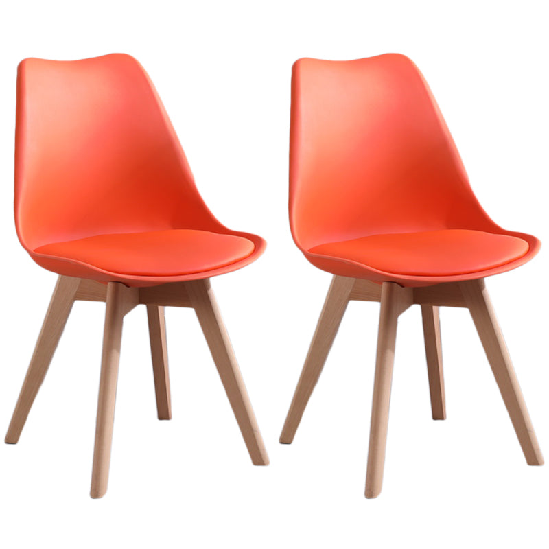 Scandinavian Style Wood Side Chair Set Dining Room Side Chair with Natural Leg Orange Set of 2 Clearhalo ' kitchen&dining_furn' 'Dining Chairs' 'Dining Tables & Seating' 'dining_chair' 'Furniture' 'furniture_dining_chair' 'Kitchen & Dining Furniture' 'kitchen' 3468339