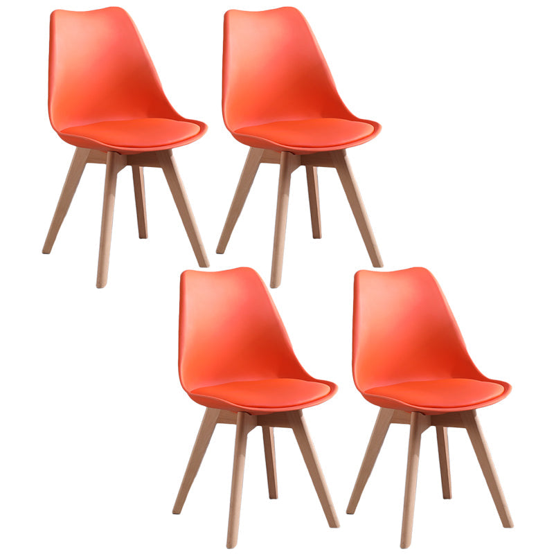 Scandinavian Style Wood Side Chair Set Dining Room Side Chair with Natural Leg Orange Set of 4 Clearhalo ' kitchen&dining_furn' 'Dining Chairs' 'Dining Tables & Seating' 'dining_chair' 'Furniture' 'furniture_dining_chair' 'Kitchen & Dining Furniture' 'kitchen' 3468340