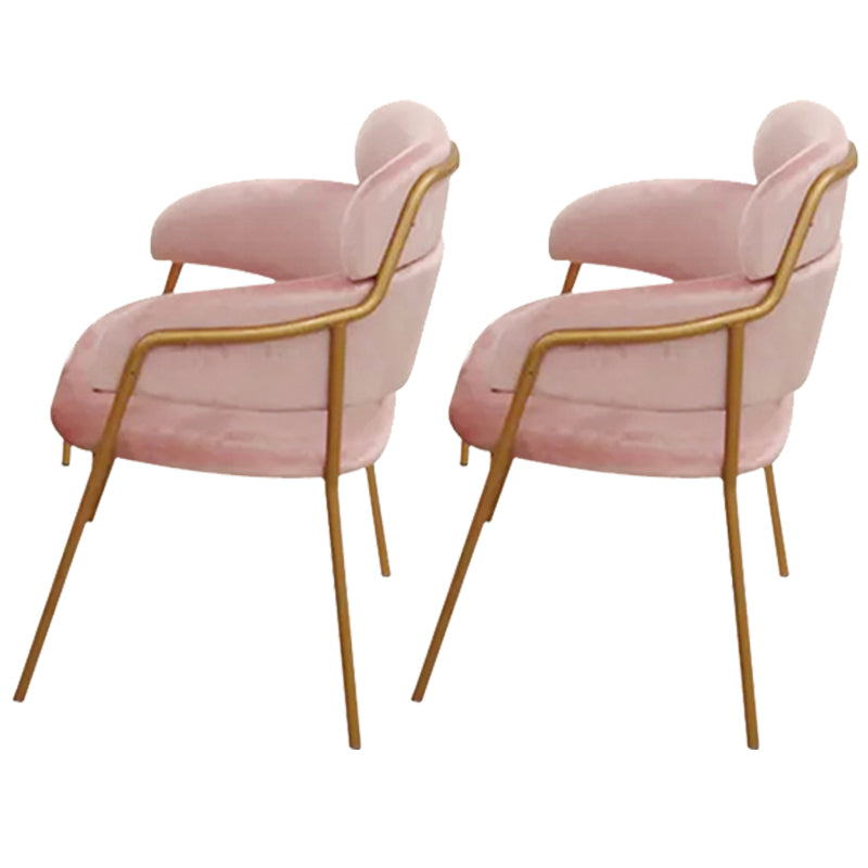 Metal Glam Style Dining Side Chair Open Back Dining Side Chair of 23'' Wide Pink 2 Piece Set Clearhalo ' kitchen&dining_furn' 'Dining Chairs' 'Dining Tables & Seating' 'dining_chair' 'furn' 'furn_dining_chair' 'Furniture' 'furniture_dining_chair' 'Kitchen & Dining Furniture' 'kitchen' 3468389
