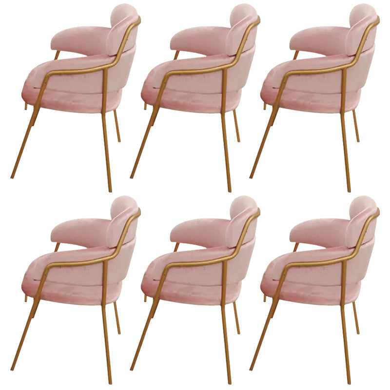 Metal Glam Style Dining Side Chair Open Back Dining Side Chair of 23'' Wide Pink 6 Piece Set Clearhalo ' kitchen&dining_furn' 'Dining Chairs' 'Dining Tables & Seating' 'dining_chair' 'furn' 'furn_dining_chair' 'Furniture' 'furniture_dining_chair' 'Kitchen & Dining Furniture' 'kitchen' 3468396