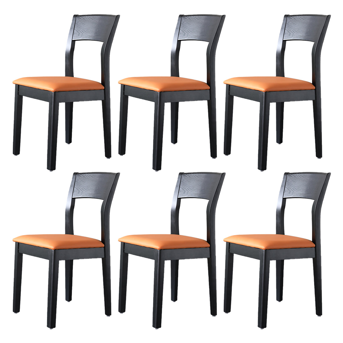 Contemporary Wood Dining Side Chair 16'' Wide Open Back Chair for Home Use Orange 6 Piece Set Clearhalo ' kitchen&dining_furn' 'Dining Chairs' 'Dining Tables & Seating' 'dining_chair' 'furn' 'furn_dining_chair' 'Furniture' 'furniture_dining_chair' 'Kitchen & Dining Furniture' 'kitchen' 3468442