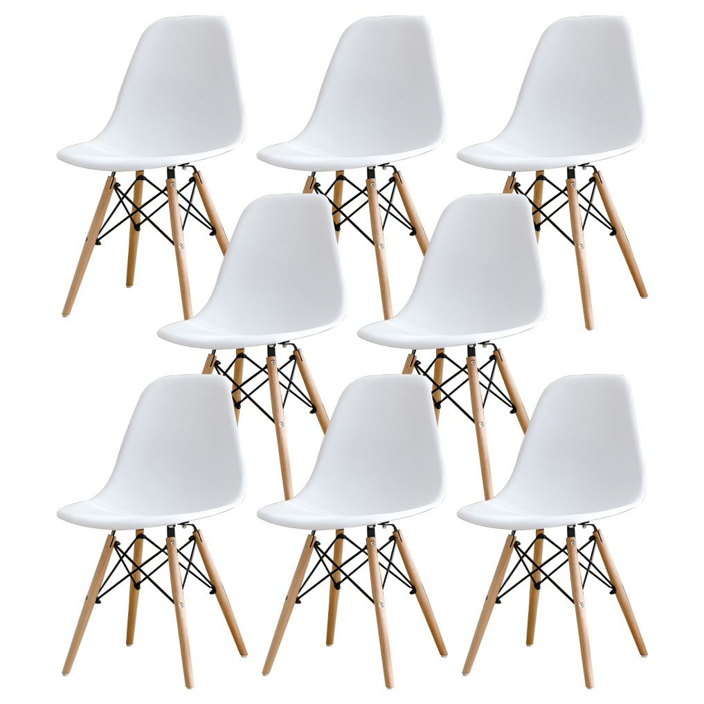 Contemporary Kitchen Dining Side Chair Wood Solid Back Dining Side Chair White Set of 8 Clearhalo ' kitchen&dining_furn' 'Dining Chairs' 'Dining Tables & Seating' 'dining_chair' 'Furniture' 'furniture_dining_chair' 'Kitchen & Dining Furniture' 'kitchen' 3468493