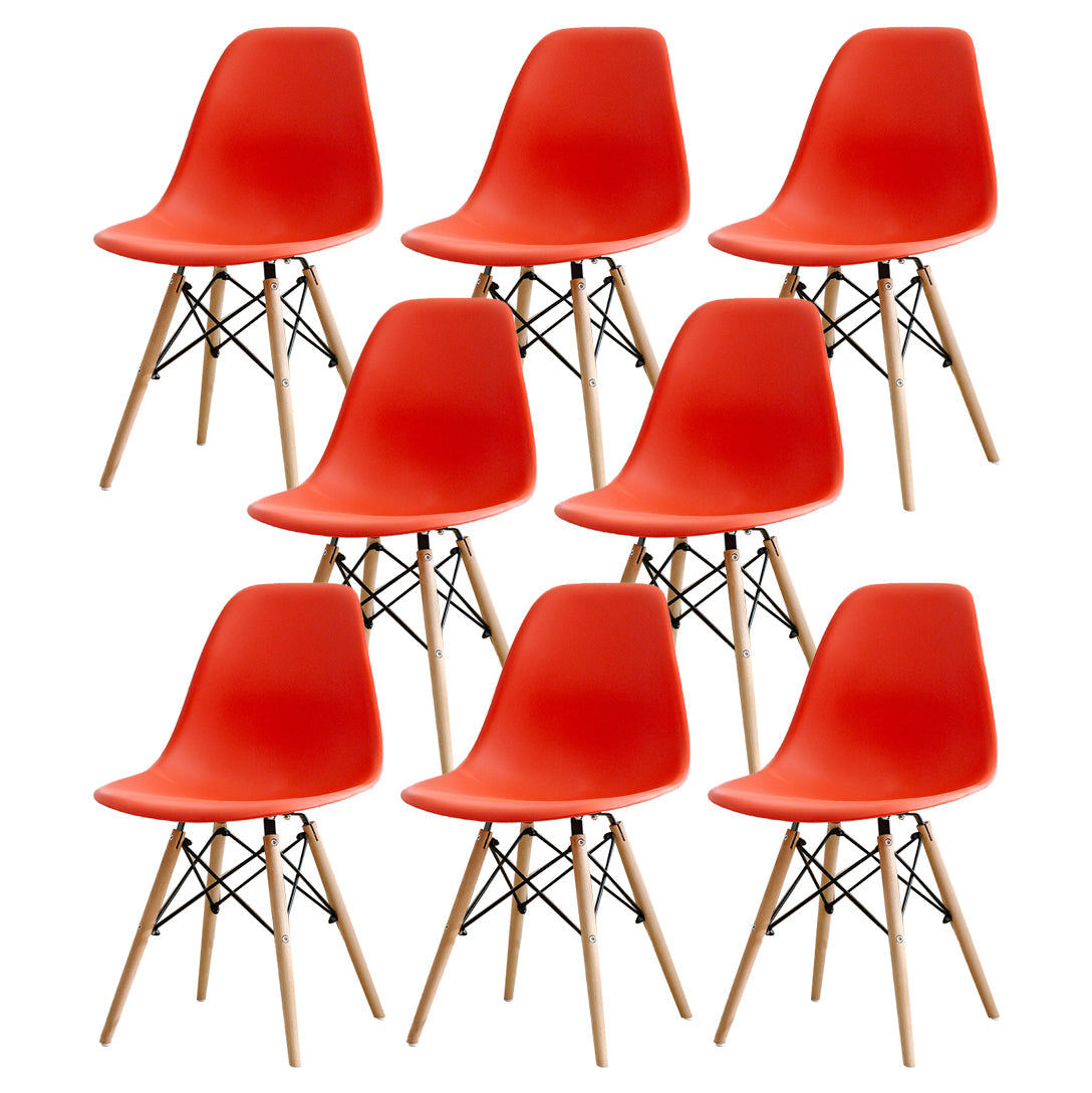 Contemporary Kitchen Dining Side Chair Wood Solid Back Dining Side Chair Red Set of 8 Clearhalo ' kitchen&dining_furn' 'Dining Chairs' 'Dining Tables & Seating' 'dining_chair' 'Furniture' 'furniture_dining_chair' 'Kitchen & Dining Furniture' 'kitchen' 3468497