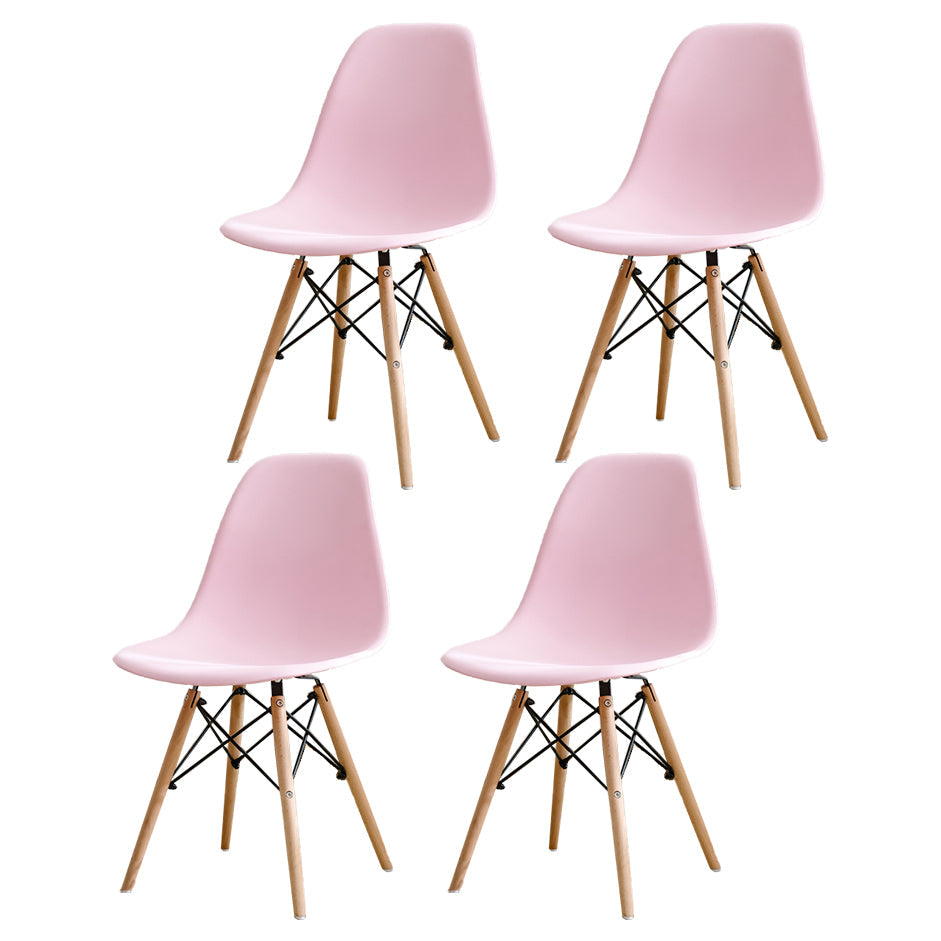 Contemporary Kitchen Dining Side Chair Wood Solid Back Dining Side Chair Pink Set of 4 Clearhalo ' kitchen&dining_furn' 'Dining Chairs' 'Dining Tables & Seating' 'dining_chair' 'Furniture' 'furniture_dining_chair' 'Kitchen & Dining Furniture' 'kitchen' 3468500