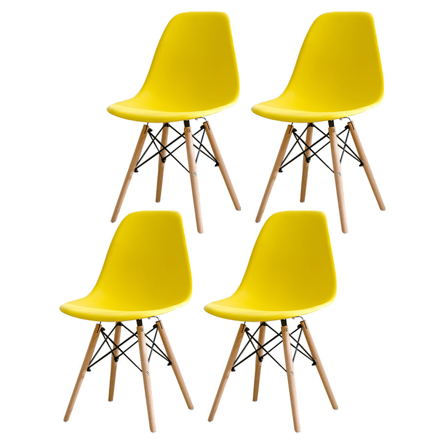 Contemporary Kitchen Dining Side Chair Wood Solid Back Dining Side Chair Yellow Set of 4 Clearhalo ' kitchen&dining_furn' 'Dining Chairs' 'Dining Tables & Seating' 'dining_chair' 'Furniture' 'furniture_dining_chair' 'Kitchen & Dining Furniture' 'kitchen' 3468503