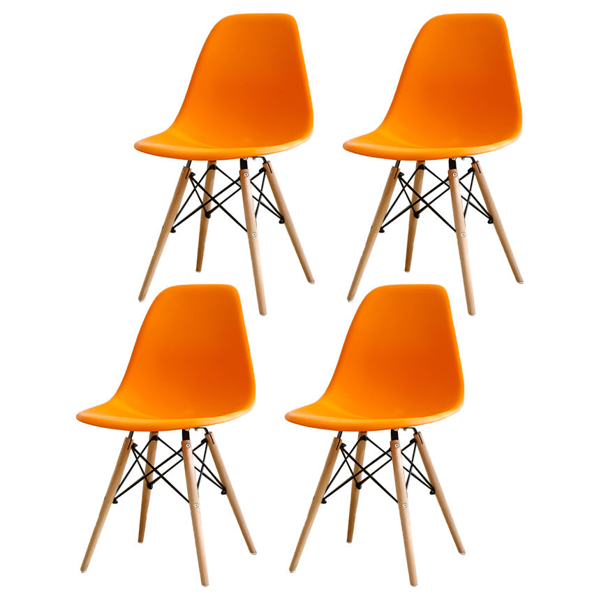 Contemporary Kitchen Dining Side Chair Wood Solid Back Dining Side Chair Orange Set of 4 Clearhalo ' kitchen&dining_furn' 'Dining Chairs' 'Dining Tables & Seating' 'dining_chair' 'Furniture' 'furniture_dining_chair' 'Kitchen & Dining Furniture' 'kitchen' 3468514