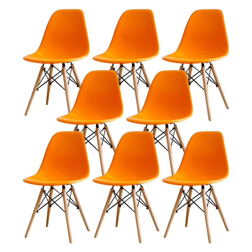 Contemporary Kitchen Dining Side Chair Wood Solid Back Dining Side Chair Orange Set of 8 Clearhalo ' kitchen&dining_furn' 'Dining Chairs' 'Dining Tables & Seating' 'dining_chair' 'Furniture' 'furniture_dining_chair' 'Kitchen & Dining Furniture' 'kitchen' 3468515