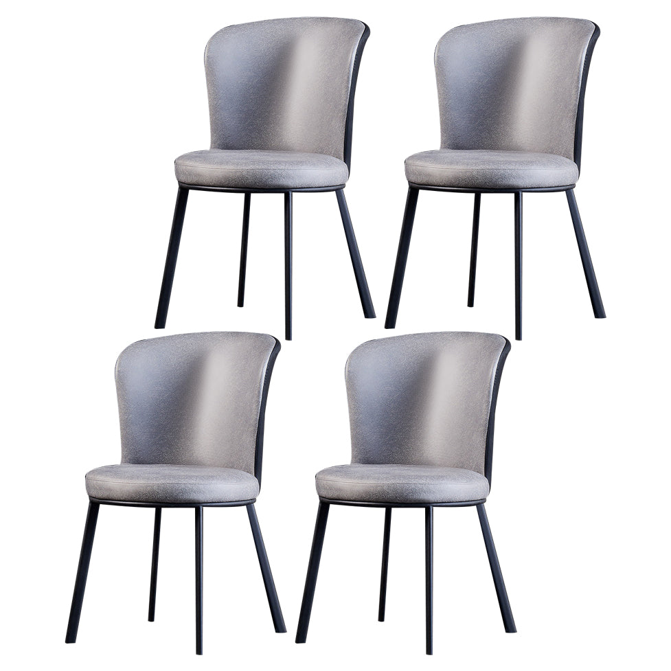 Modern Leather Dining Side Chair Upholstered Solid Back Armless Chairs Grey 4 Piece Set Clearhalo ' kitchen&dining_furn' 'Dining Chairs' 'Dining Tables & Seating' 'dining_chair' 'furn' 'furn_dining_chair' 'Furniture' 'furniture_dining_chair' 'Kitchen & Dining Furniture' 'kitchen' 3468519