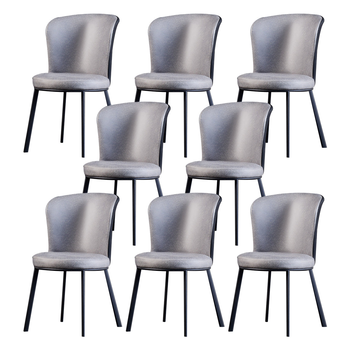 Modern Leather Dining Side Chair Upholstered Solid Back Armless Chairs Grey 8 Piece Set Clearhalo ' kitchen&dining_furn' 'Dining Chairs' 'Dining Tables & Seating' 'dining_chair' 'furn' 'furn_dining_chair' 'Furniture' 'furniture_dining_chair' 'Kitchen & Dining Furniture' 'kitchen' 3468521