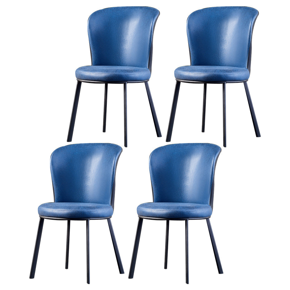 Modern Leather Dining Side Chair Upholstered Solid Back Armless Chairs Blue 4 Piece Set Clearhalo ' kitchen&dining_furn' 'Dining Chairs' 'Dining Tables & Seating' 'dining_chair' 'furn' 'furn_dining_chair' 'Furniture' 'furniture_dining_chair' 'Kitchen & Dining Furniture' 'kitchen' 3468523