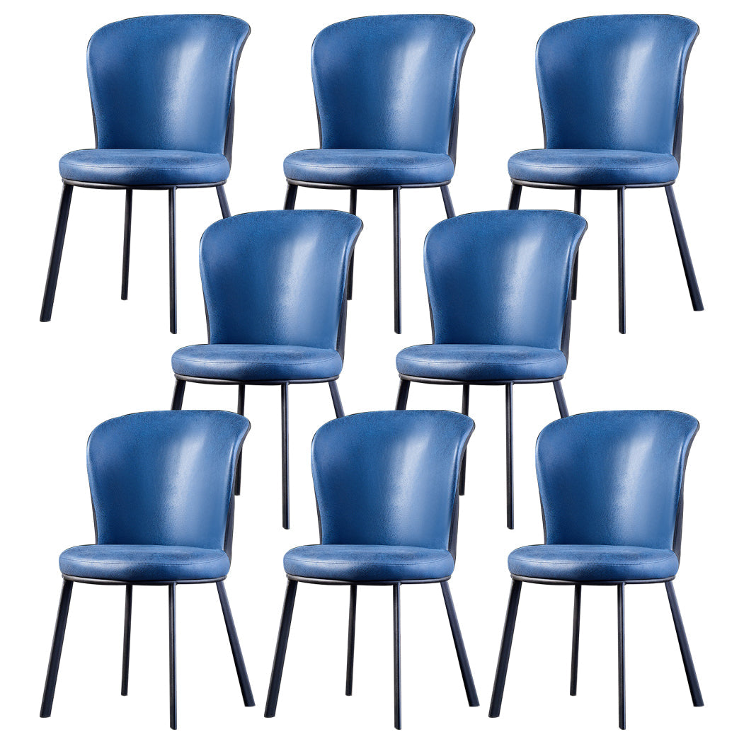 Modern Leather Dining Side Chair Upholstered Solid Back Armless Chairs Blue 8 Piece Set Clearhalo ' kitchen&dining_furn' 'Dining Chairs' 'Dining Tables & Seating' 'dining_chair' 'furn' 'furn_dining_chair' 'Furniture' 'furniture_dining_chair' 'Kitchen & Dining Furniture' 'kitchen' 3468525