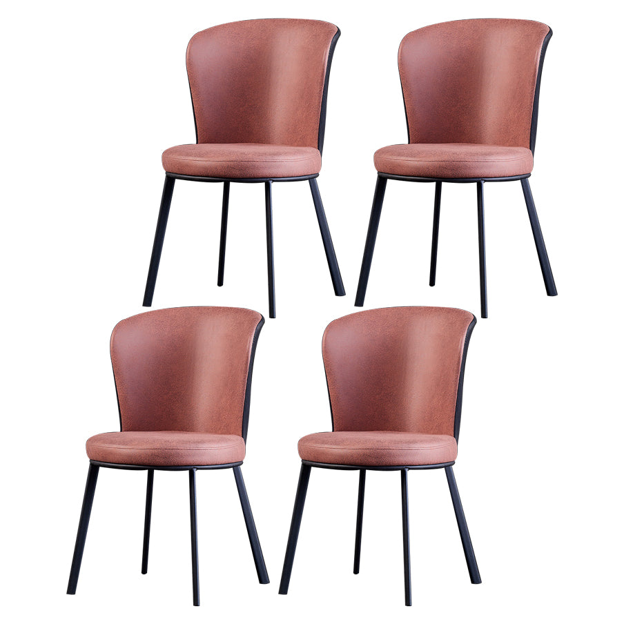 Modern Leather Dining Side Chair Upholstered Solid Back Armless Chairs Brick Red 4 Piece Set Clearhalo ' kitchen&dining_furn' 'Dining Chairs' 'Dining Tables & Seating' 'dining_chair' 'furn' 'furn_dining_chair' 'Furniture' 'furniture_dining_chair' 'Kitchen & Dining Furniture' 'kitchen' 3468527