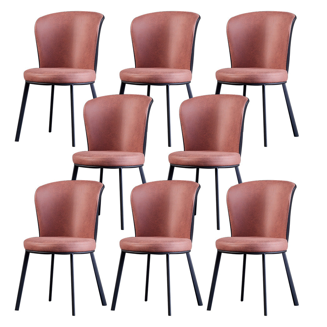 Modern Leather Dining Side Chair Upholstered Solid Back Armless Chairs Brick Red 8 Piece Set Clearhalo ' kitchen&dining_furn' 'Dining Chairs' 'Dining Tables & Seating' 'dining_chair' 'furn' 'furn_dining_chair' 'Furniture' 'furniture_dining_chair' 'Kitchen & Dining Furniture' 'kitchen' 3468528