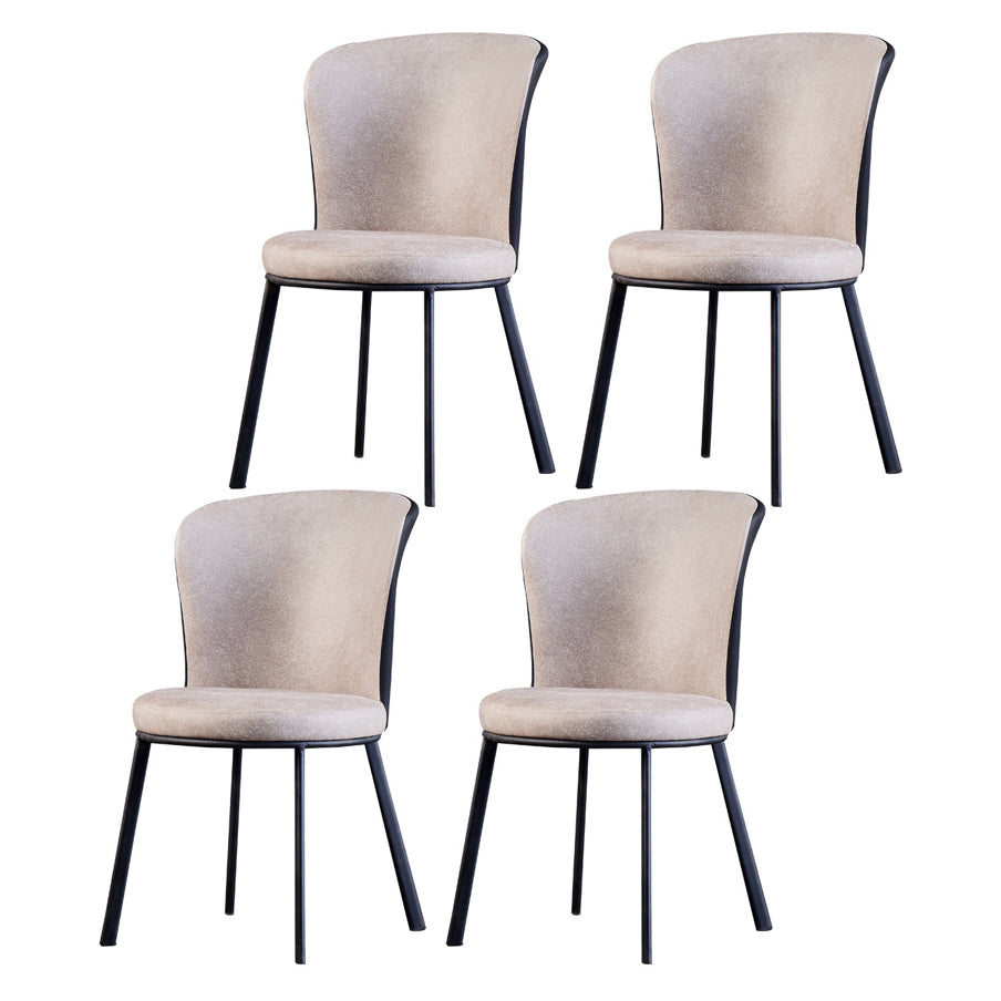 Modern Leather Dining Side Chair Upholstered Solid Back Armless Chairs Off-White 4 Piece Set Clearhalo ' kitchen&dining_furn' 'Dining Chairs' 'Dining Tables & Seating' 'dining_chair' 'furn' 'furn_dining_chair' 'Furniture' 'furniture_dining_chair' 'Kitchen & Dining Furniture' 'kitchen' 3468534